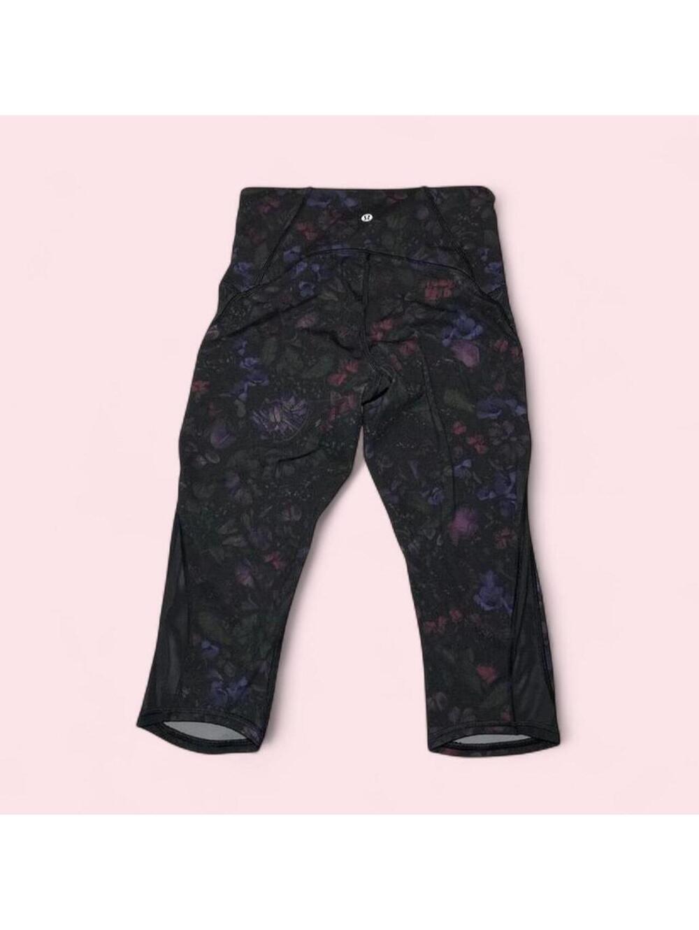 Lululemon Limited Edition Muted Floral Mesh Side Cropped Capri Pants Size 6